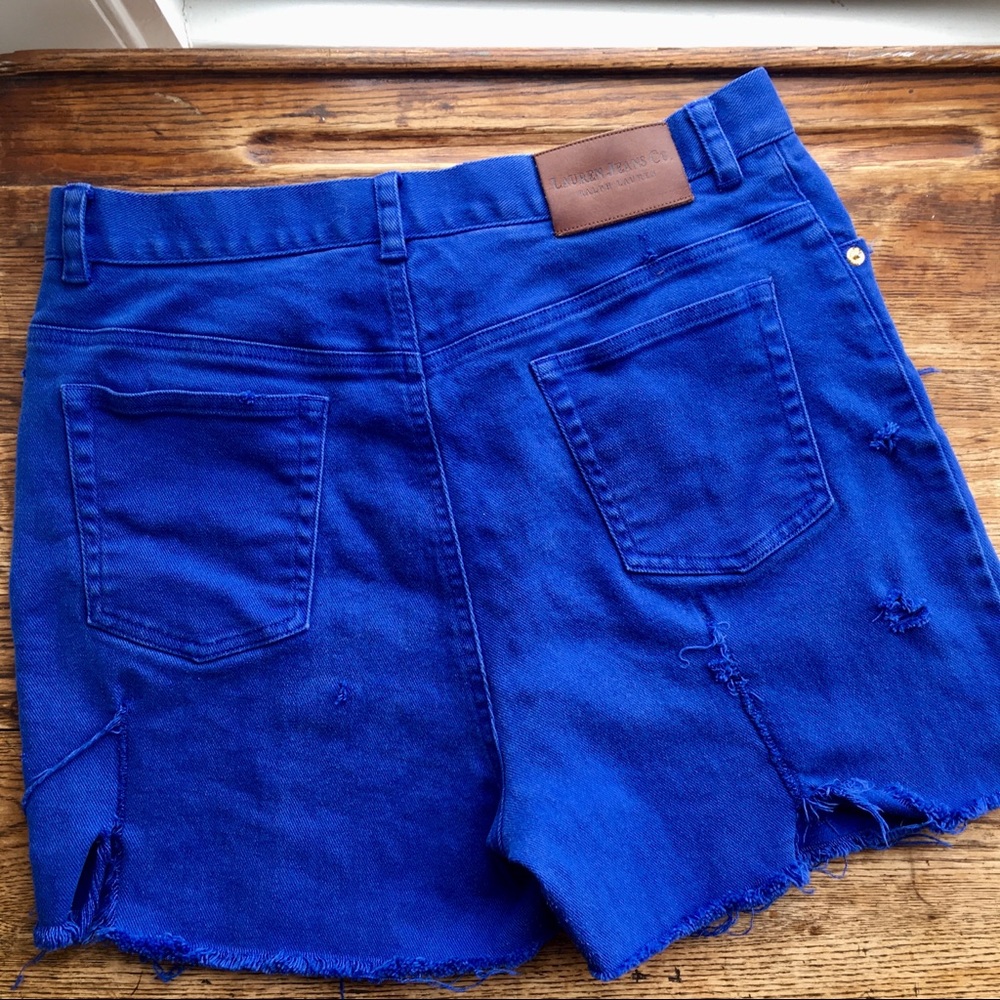 Vintage Ralph Lauren—Destroyed Bright Blue Cutoffs - Picture 6 of 7